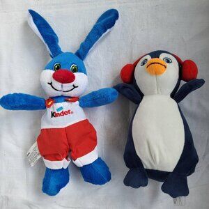 Pair of Kinder Surprise Plush Toys -  Bunny & Penguin